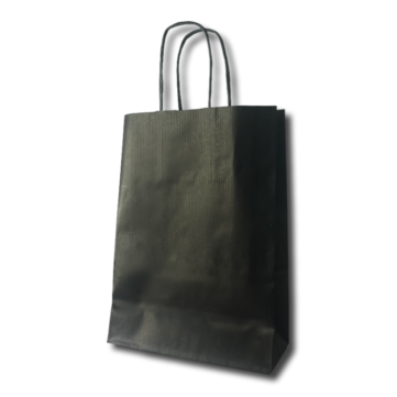 Black Paper Carriers with Twist Handle 180mm + 80mm x 240mm