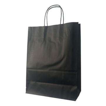 Black Paper Carriers with Twist Handle 320mm + 120mm x 410mm