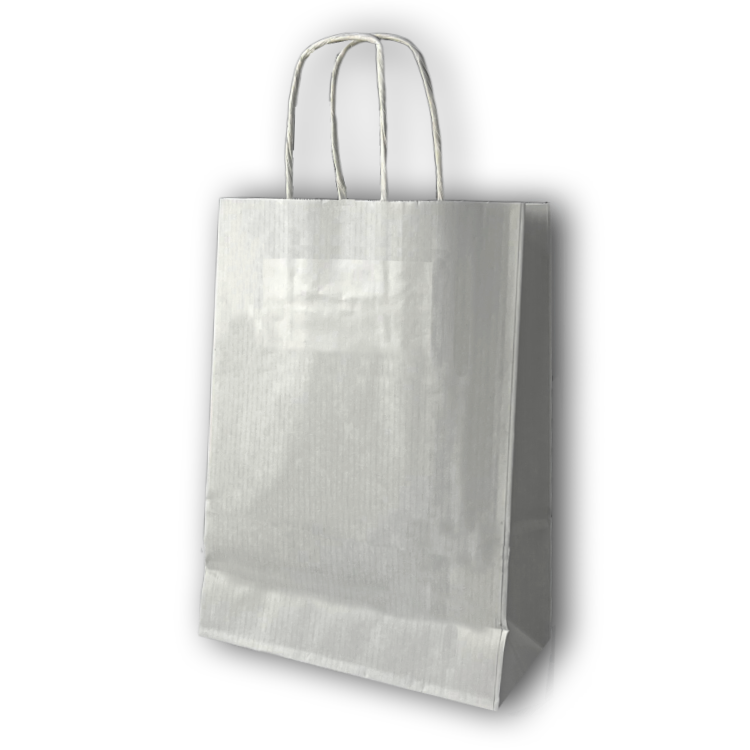 White Paper Carriers with Twist Handle 180mm + 80mm x 240mm