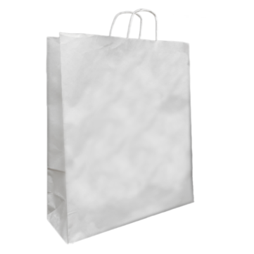 White Paper Carriers with Twist Handle 450mm + 150mm x 490mm