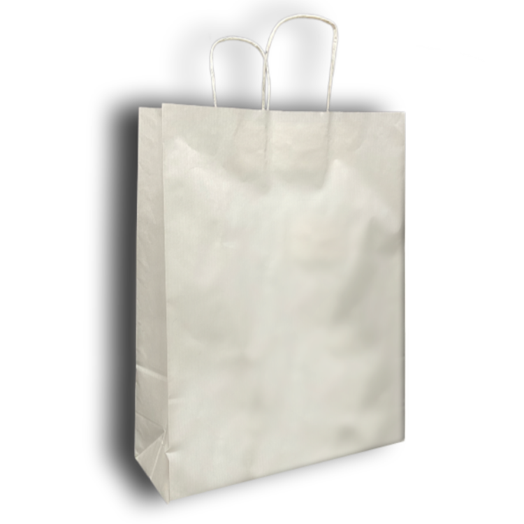 White Paper Carriers with Twist Handle 320mm + 120mm x 410mm