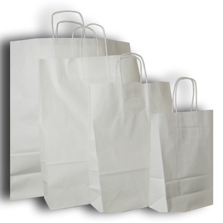 White Paper Carriers with Twist Handle 450mm + 150mm x 490mm - Image 2