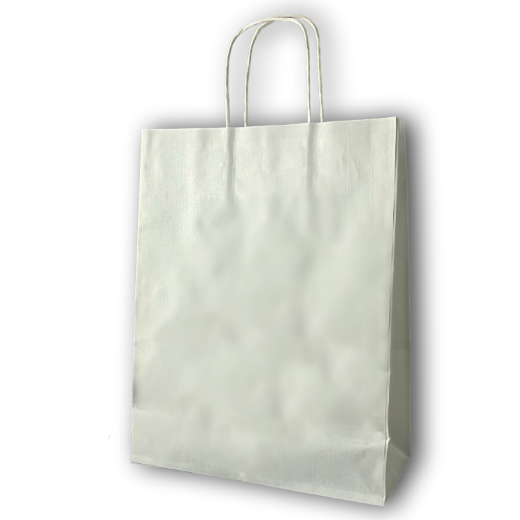 White Paper Carriers with Twist Handle 240mm + 110mm x 310mm